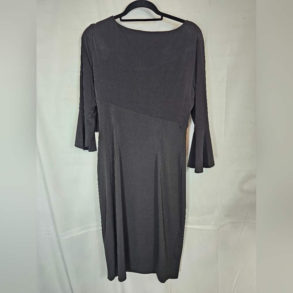 CONNECTED Apparel Size 10 3/4 length bell sleeve pleated ruched waist dress NWT - Picture 7 of 7
